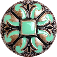 La Fonda 1-1/2" Copper / Green Enamel Concho 1.5" Screw Back Concho  #SWH-142