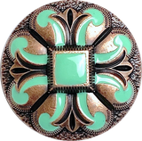 La Fonda 1-1/2" Copper / Green Enamel Concho 1.5" Screw Back Concho  #SWH-142