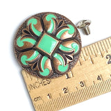 La Fonda 1-1/2" Copper / Green Enamel Concho 1.5" Screw Back Concho  #SWH-142