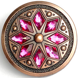 Fuchsia/Copper 1-1/2" Tucson Fire Flower Concho 1.5" Screw Back  #SWH-143