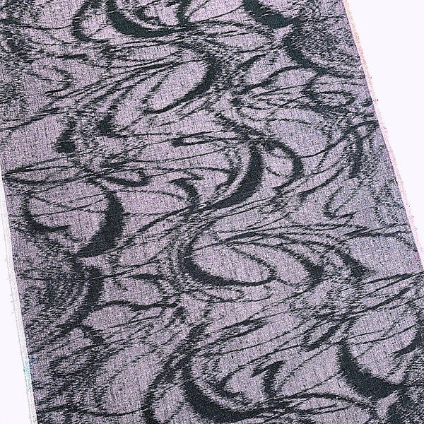 LAST 45" Piece, Purple/Black Dynamic Currents Ikat Vintage Kimono Silk   #737