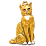 Cat Charm, Orange Kitty 7/8" Handpainted Metal by Susan Clarke  #SC-89