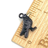 Raven / Crow Charm, 3/4" Handpainted Metal Black Bird by Susan Clarke  #SC-1475