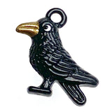 Crow / Black Bird Charm, 3/4" Handpainted Metal by Susan Clarke  #SC-1475