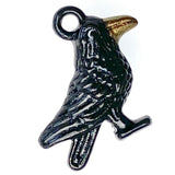 Raven / Crow Charm, 3/4" Handpainted Metal Black Bird by Susan Clarke  #SC-1475