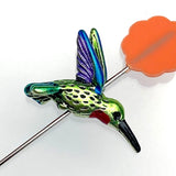 Re-Stocked Hummingbird Bead, Green/Purple/Blue Bird Sew-Down Enamel by Susan Clarke, 3/4"  #SD-170