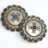 Fifteen Sunrises with 'Lapis' Concho Button, Nickel Silver, Shank Back, 1.25"  #SW-22