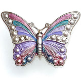 Butterfly Button, Metal, Pearly Pastels, 1.5", Handpainted by Susan Clarke, #SC-569-P