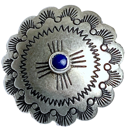 Fifteen Sunrises with 'Lapis' Concho Button, Nickel Silver, Shank Back, 1.25"  #SW-22