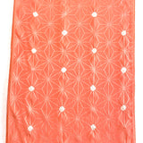REMNANT Coral Hemp Leaf Shibori Crepe Vintage Kimono Silk from Japan 1-3/8 Yard PIECE #725