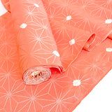 REMNANT Coral Hemp Leaf Shibori Crepe Vintage Kimono Silk from Japan 1-3/8 Yard PIECE #725