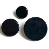 Simple Shiny Black Glass Button, Shank Back 11/16" / 18mm (Medium) # SK-956