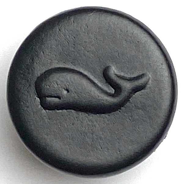 Black 3/4" Leather Whale Button, Shank Back 19mm # SK-601