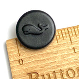 Black 3/4" Leather Whale Button, Shank Back 19mm # SK-601