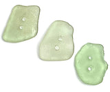 Green Real Sea Glass Buttons, Set of 3,  7/8", #BCH-27