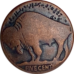 TEN FOR $1.00!  Buffalo Nickel, Tiny 7/16" Dark Copper, Metal Replica, Shank Back.   # FJ-19