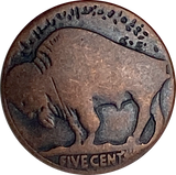 Dark Copper Buffalo "Nickel" Button, Replica, 3/4" / 20mm, Shank Back, Metal  #FJ-20