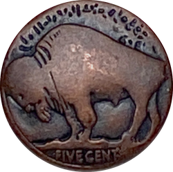 Dark Copper Buffalo "Nickel" Button, 3/4" / 20mm, Shank Back, Metal  #FJ-20