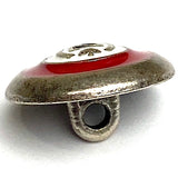 Shield/Crown/Horse Shoe Button, 5/8" Silver, Red, White Metal, Shank Back  15mm #SK-1954