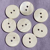 Re-Stocked, Ivory / Off-White River Shell 5/8" 2-hole Button, Pack of 8 for $8.00  #1771