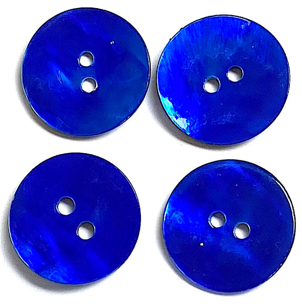 Shiny Dark Cobalt Blue 11/16" Pearl Shell 18mm 2-hole Button, Pack of 4 #300902-D