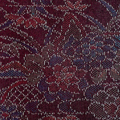 REMNANT Burgundy Floral Vintage Kimono Fabric from Japan, 2/3 Yard #731