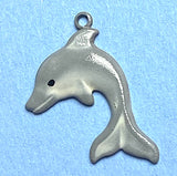 Dolphin Charm, 3/4" Handpainted Metal by Susan Clarke  #SC-1703