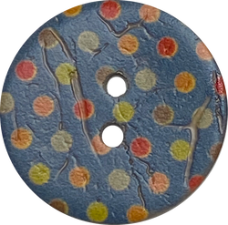 SALE Blue Coconut Button with Spots + Dots 7/8"