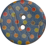 SALE Blue Coconut Button with Spots + Dots 7/8"