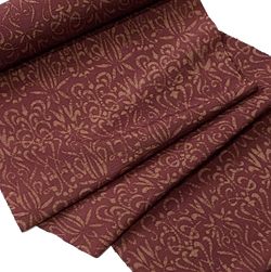 Maroon/Tan Rustic Silk/Hemp Vintage Batik Crepe from Japan, Perhaps Antique, By the Yard #753
