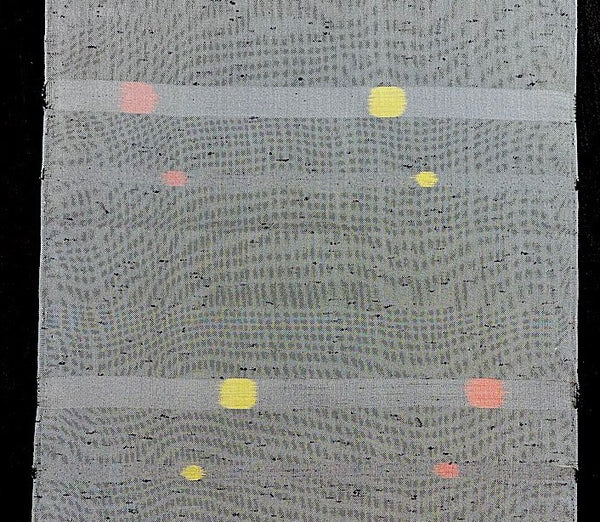 14" x 15" Piece, Horizons, Unique Silver Artisan Ikat: Vintage Kimono Silk from Japan REMNANT #106