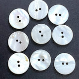 Re-Stocked, White River Shell 7/8"-15/16" Iridescent Pearl Shell Round 2-Hole Buttons, 22/23mm, $.75 each.   # LP-73