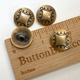 Re-Stocked, Four Directions Concho Button Matte Brass, Shank Back, 3/4" # SW-87