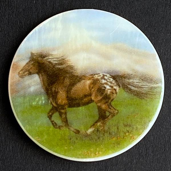LAST ONE Horse Button, Running Appaloosa 1-3/8" Artisan Made