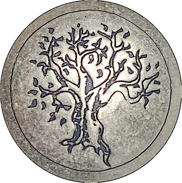 Tree Silver 1" Metal Button 25mm, Regular Shank, USA Made #SW-327