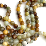 Round Jade Beads, Color Mix of Natural Xiuyan Jade 8mm, Faceted, 48-Bead Strand #LP-43