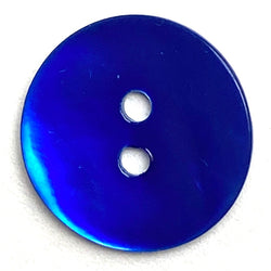 Re-Stocked 9/16"-5/8" Cobalt Blue Pearl Shell 2-hole Button,  #843-D