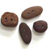Beach Stone Buttons, 4 Small Reddish Brown # BCH-64