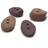 Beach Stone Buttons, 4 Small Reddish Brown # BCH-64