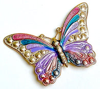 Running Low: Butterfly Button, Pearly Pastels, 1.5", Handpainted by Susan Clarke, #SC-569-P