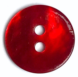 Re-Stocked, 1/2" Deep Red Pearl Shell 2-hole 13mm Button, Per Button, #115-D