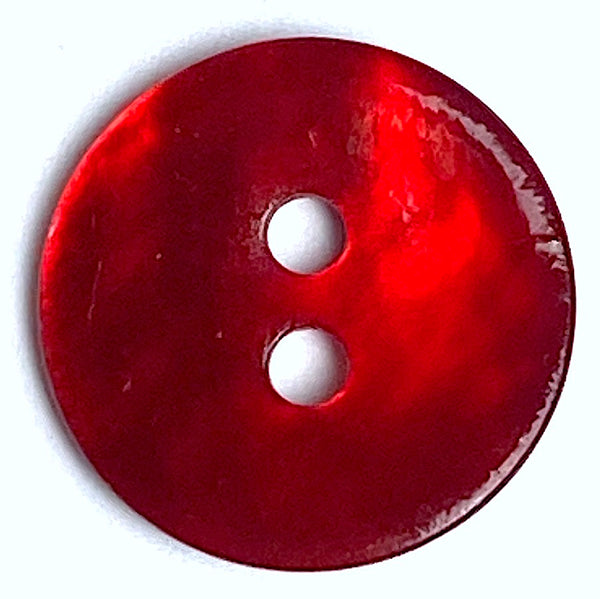 13/16" Deep Red Pearl Shell 2-hole 20mm, Per Button  #702-D