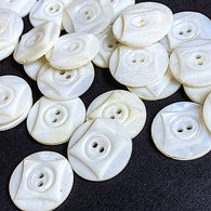 White Vintage Pearl Diamonds 3/4" 2-Hole Shell Buttons from Nurse Uniforms, 19mm, Pack of 100, # MV-35-100