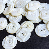 White Vintage Pearl Diamonds 3/4" 2-Hole Shell Buttons from Nurse Uniforms, 19mm, Pack of 20, # MV-35-20