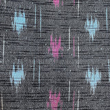 Gray/Black/Pink/Blue True Ikat, Vintage Kimono Wool by the Yard from Japan #742
