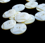 White Vintage Pearl Diamonds 3/4" 2-Hole Shell Buttons from Nurse Uniforms, 19mm, Pack of 20, # MV-35-20