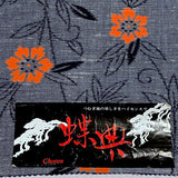 SALE Orange Marigolds on Gray-Indigo, Vintage Kimono Wool Blend by the Yard from Japan #743