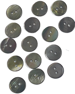 Re-Stocked, Graphite Silvery Charcoal 3/8" Tiny Shiny Iridescent Shell, 10mm Pack of 100 Buttons  # LP-48