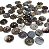Rustic Gray-Brown Melange Small Shell 10mm 2-Hole Button 3/8", Pack of 50 for $6.00 #LP-44