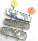 Natural Real Mother of Pearl Shell Iridescent Toggles, 3-Sided 1.5" Long 2-Hole Buttons, Pack of 20 #LP-108